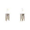 Ver imagem 1 de Kit 2 Mesas de Cabeceira 1 Gaveta 1 Nicho Pés Palito Retrô Búzios 