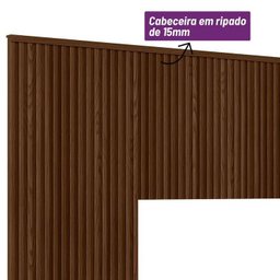 Kit Cabeceira Casal Queen Ripada 240cm com 2 Mesas de Apoio 1 Gaveta 1 Nicho Pés Palito  - 20