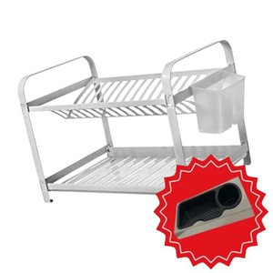Kit Escorredor Montado P/ 16 Pratos com Porta Talheres Pp - 20.16p + Porta Detergente Inox