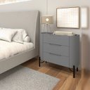 Ver imagem 6 de Mesa de Cabeceira com 3 Gavetas 70cm Pés em Metal 100% MDF