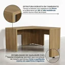 Ver imagem 3 de Escrivaninha Mesa Escritório em L Tamburato Acabamento em BP Ficus 135cm CabeCasa MadeiraOriginals Marrom