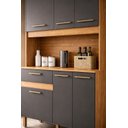 Ver imagem 2 de Armário Slim 120cm Madeira p/ Apartamento Portas e Gavetas Cozinha Gourmet:Grafite