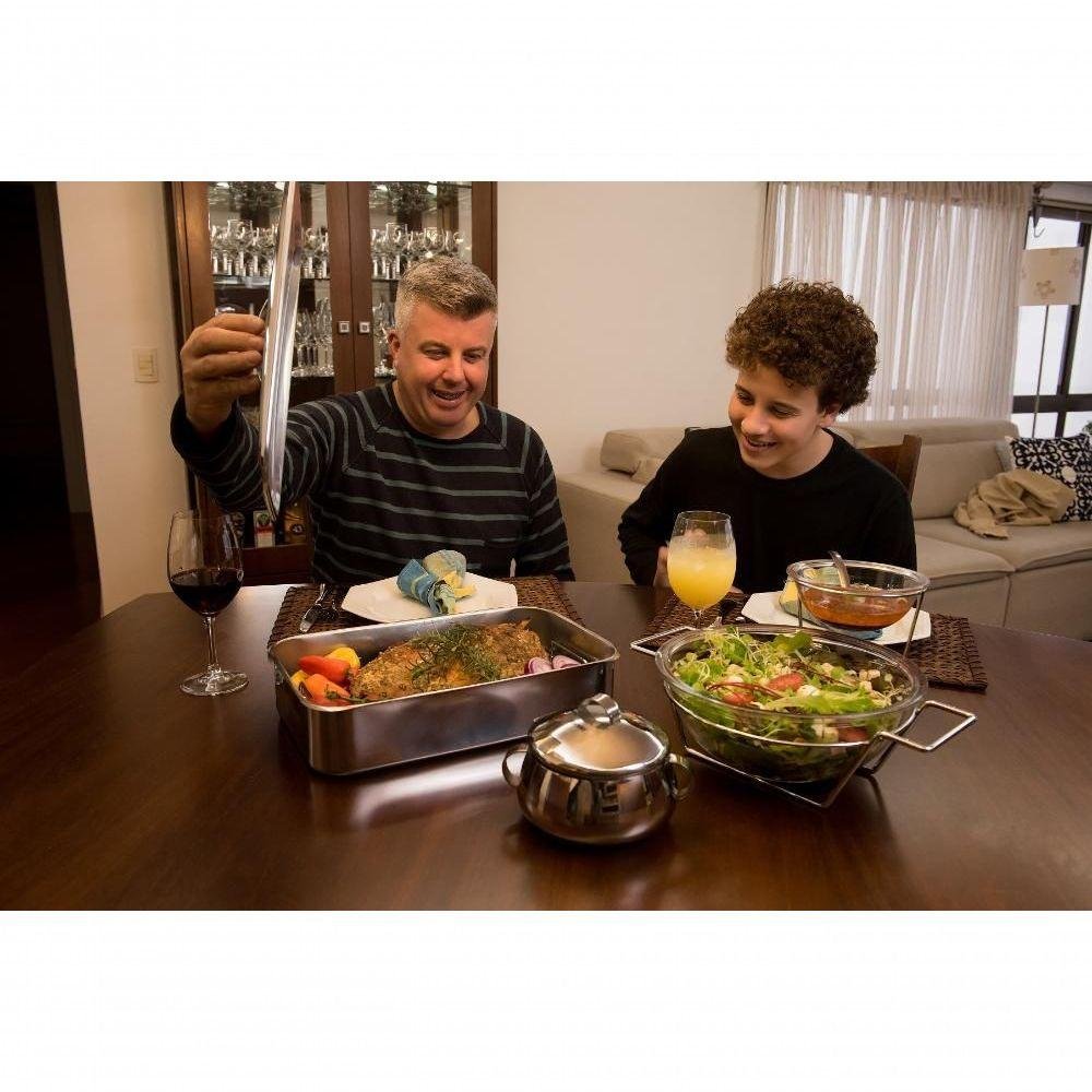 Saladeira Gourmet com Dois Potes de Vidro para Molho Massas - 7