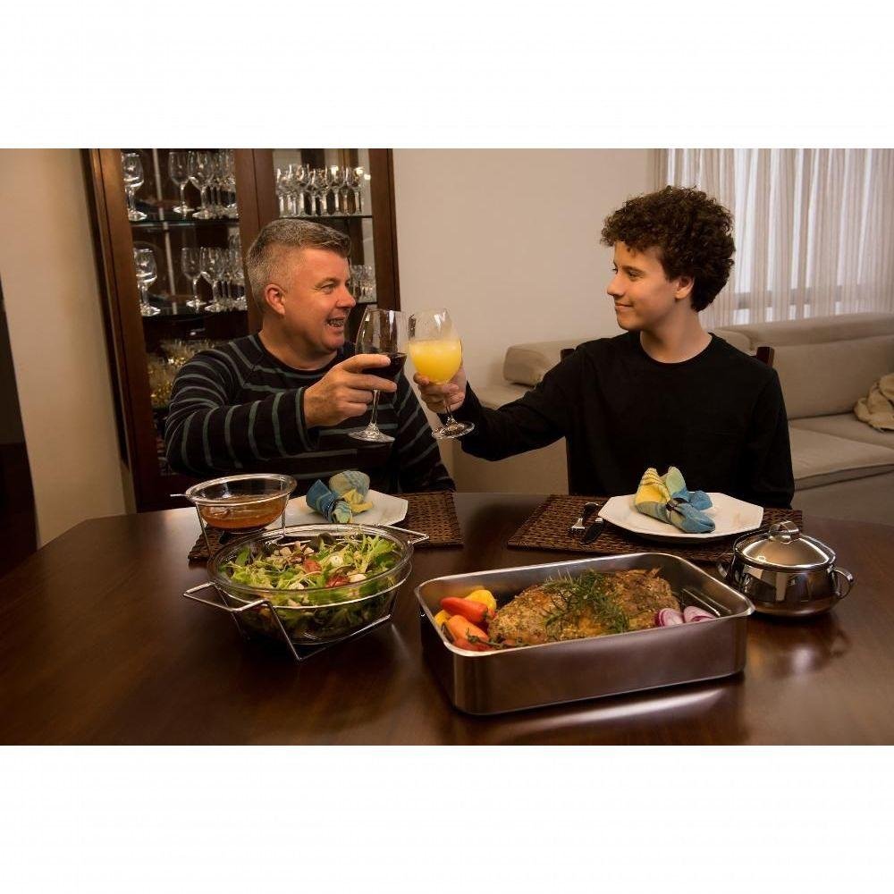 Saladeira Gourmet com Dois Potes de Vidro para Molho Massas - 2