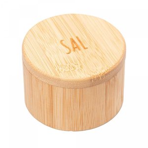 Saleiro Redondo de Bambu com Tampa 9cm X 6cm - Lyor