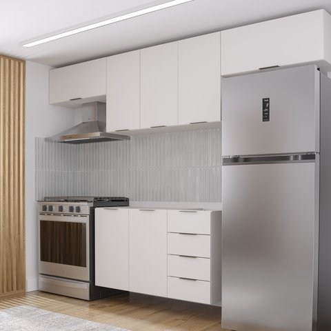 Cozinha Modulada 4 Peças sem Tampo 3 Aéreos 5 Portas e 1 Balcão Ipanema CabeCasa MadeiraOriginals