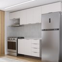 Ver imagem 1 de Cozinha Planejada 4 Peças sem Tampo 3 Aéreos 5 Portas e 1 Balcão Ipanema CabeCasa MadeiraOriginals Branco