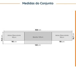 Cozinha Modulada 4 Peças sem Tampo 3 Aéreos 5 Portas e 1 Balcão Ipanema CabeCasa MadeiraMadeira - 4