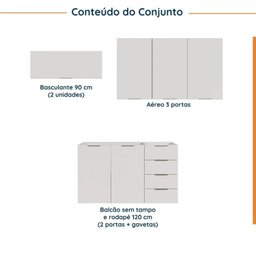 Cozinha Modulada 4 Peças sem Tampo 3 Aéreos 5 Portas e 1 Balcão Ipanema CabeCasa MadeiraMadeira - 5