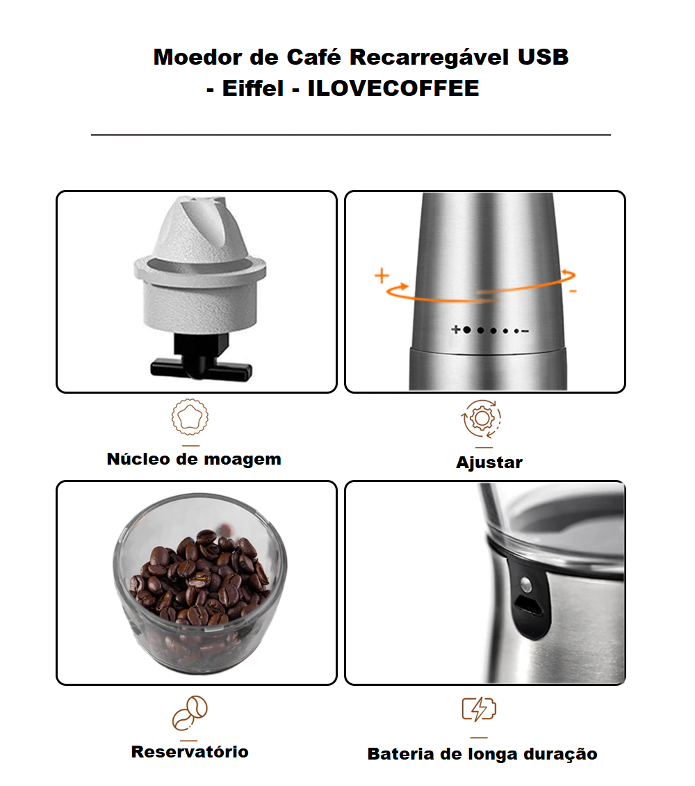 Moedor de Café Recarregável USB - Eiffel - ILOVECOFFEE - 2
