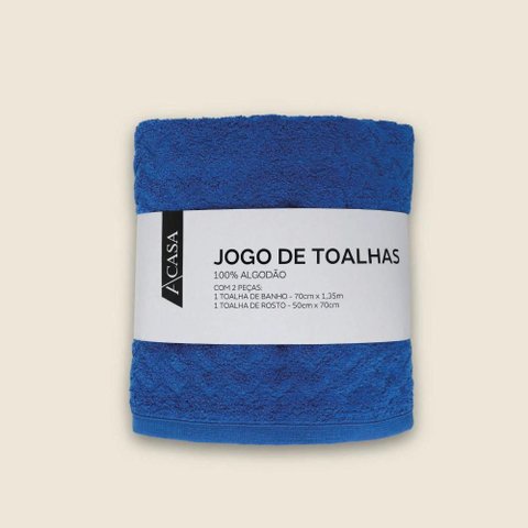 Jogo de Toalha Midelt com 2 Peças Algodão Azul - A\casa