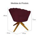Ver imagem 5 de Poltrona Decorativa Pétala Pés Madeira Giratório Suede Bordô - Ds Estofados