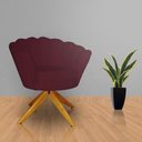 Ver imagem 2 de Poltrona Decorativa Pétala Pés Madeira Giratório Suede Bordô - Ds Estofados