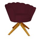 Ver imagem 1 de Poltrona Decorativa Pétala Pés Madeira Giratório Suede Bordô - Ds Estofados
