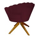 Ver imagem 3 de Poltrona Decorativa Pétala Pés Madeira Giratório Suede Bordô - Ds Estofados