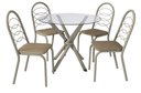 Ver imagem 2 de Conjunto Sala de Jantar Mesa com 4 Cadeiras Estofadas 683 Kappesberg Crome Niquel/capuccino