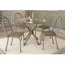 Ver imagem 1 de Conjunto Sala de Jantar Mesa com 4 Cadeiras Estofadas 683 Kappesberg Crome Niquel/capuccino