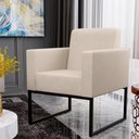 Ver imagem 4 de Kit 2 Poltronas Decorativas para Sala Recepção Base Fixa de Metal Helô L02 Suede Bege - Lyam