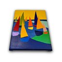 Ver imagem 3 de Mini Quadro Minimalista Figurativo de Lindos Barcos em Acrílico Pitado a Mão