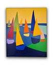 Ver imagem 4 de Mini Quadro Minimalista Figurativo de Lindos Barcos em Acrílico Pitado a Mão