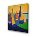 Ver imagem 4 de Mini Quadro Minimalista Figurativo de Lindos Barcos em Acrílico Pitado a Mão
