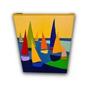 Ver imagem 5 de Mini Quadro Minimalista Figurativo de Lindos Barcos em Acrílico Pitado a Mão
