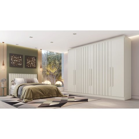 Guarda Roupa Casal Ripado 6 Portas 4 Gavetas - Oxford-off White - Made Marcs