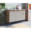 Ver imagem 1 de Armário Balcão 3 Portas 1 Gaveta 120cm Veneza Modulada Bege/Mel/Arenas