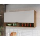 Ver imagem 1 de Armário Aéreo 1 Porta Basculante 2 Nichos 120cm Veneza Modulada Bege/Mel/Arenas