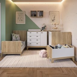 Kit Quarto Bebês Gêmeos Completo com Berços 3 em 1 Itapua Fm039 Completa Móveis - 1 Kit Quarto Bebês Gêmeos Completo com Berços 3 em 1 Itapua Fm039 Completa Móveis - 1