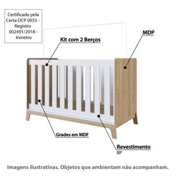 Kit Quarto Bebês Gêmeos Completo com Berços 3 em 1 Itapua Fm039 Completa Móveis - 2 Kit Quarto Bebês Gêmeos Completo com Berços 3 em 1 Itapua Fm039 Completa Móveis - 2