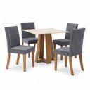 Ver imagem 3 de Conjunto Sala de Jantar Mesa Lisa 90cm com Tampo MDF Canto Reto 4 Cadeiras Lily