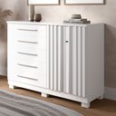 Ver imagem 1 de Cômoda Bella 2 Portas 5 Gavetas 100% Mdf Ripado Branco - Acp Móveis