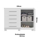 Ver imagem 4 de Cômoda Bella 2 Portas 5 Gavetas 100% Mdf Ripado Branco - Acp Móveis