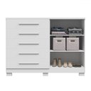Ver imagem 3 de Cômoda Bella 2 Portas 5 Gavetas 100% Mdf Ripado Branco - Acp Móveis