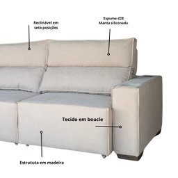 Sofá Estofado Macio Retrátil Reclinável em Boucle 2 Lugares:castanha - 5