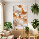 Ver imagem 3 de Quadro Decorativo Sala Folhas Laranja Grande em Tecido Canvas Premium 60x90