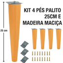 Ver imagem 1 de Kit Retrô 25cm C/ 4 Pés Palito + 4 Chapinhas Chanfradas – Madeira Premium