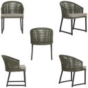 Ver imagem 5 de 1 Cadeira Noronha Aluminio Micro Pintura Preta, Tr. Telinha Corda Nautica Verde Militar, Estofado -