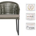 Ver imagem 3 de 1 Cadeira Noronha Aluminio Micro Pintura Preta, Tr. Telinha Corda Nautica Verde Militar, Estofado -