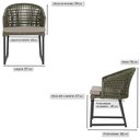 Ver imagem 2 de 1 Cadeira Noronha Aluminio Micro Pintura Preta, Tr. Telinha Corda Nautica Verde Militar, Estofado -