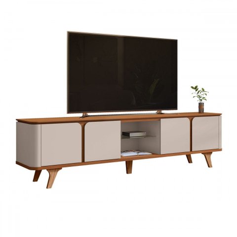 Rack para Tv até 60 Polegadas Roma 4 Portas 1 Prateleira com Vidro Cedro/off White - Casa D