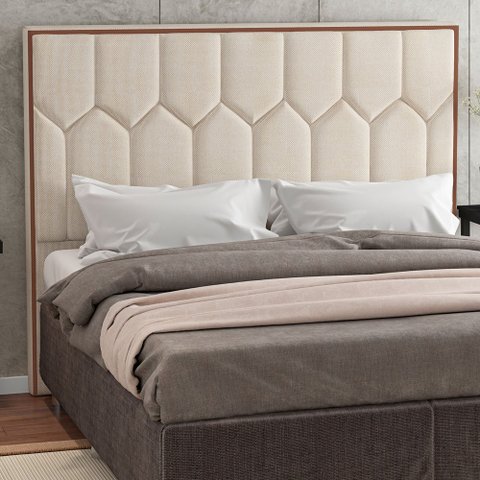Cabeceira para Cama Box Queen 165cm Stan Linho Bege com Off White - Sallar Home