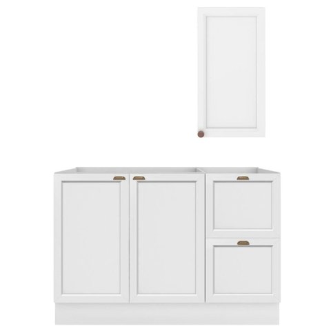 Balcão para Pia 120 cm e Armário Aéreo 41 cm Unna Branco Poliman