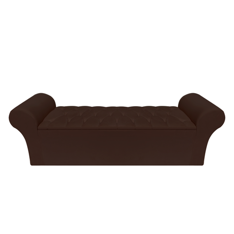 Recamier Baú Calçadeira Quarto Casal 138cm Barcelona:corino Marrom