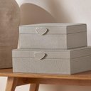 Ver imagem 2 de Caixa em Mdf com Revestimento em Pu Cinza e Dourado P 23x15x9cm