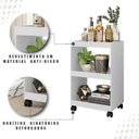Ver imagem 6 de Carrinho Multiuso com Rodinhas Bar Aparador Organizador com 3 Prateleiras Branco