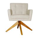 Ver imagem 1 de Poltrona Decorativa Onix Pés Giratório de Madeira Suede Bege - DS Estofados