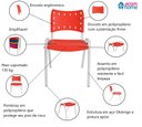 Ver imagem 7 de Kit com 8 Cadeiras Iso para Escola Escritório Comércio Vermelha Base Branca