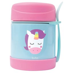 Pote Térmico Infantil Bebê Buba Animais Fun com Talher Leão Macaco Unicórnio Girafa Buba - 1